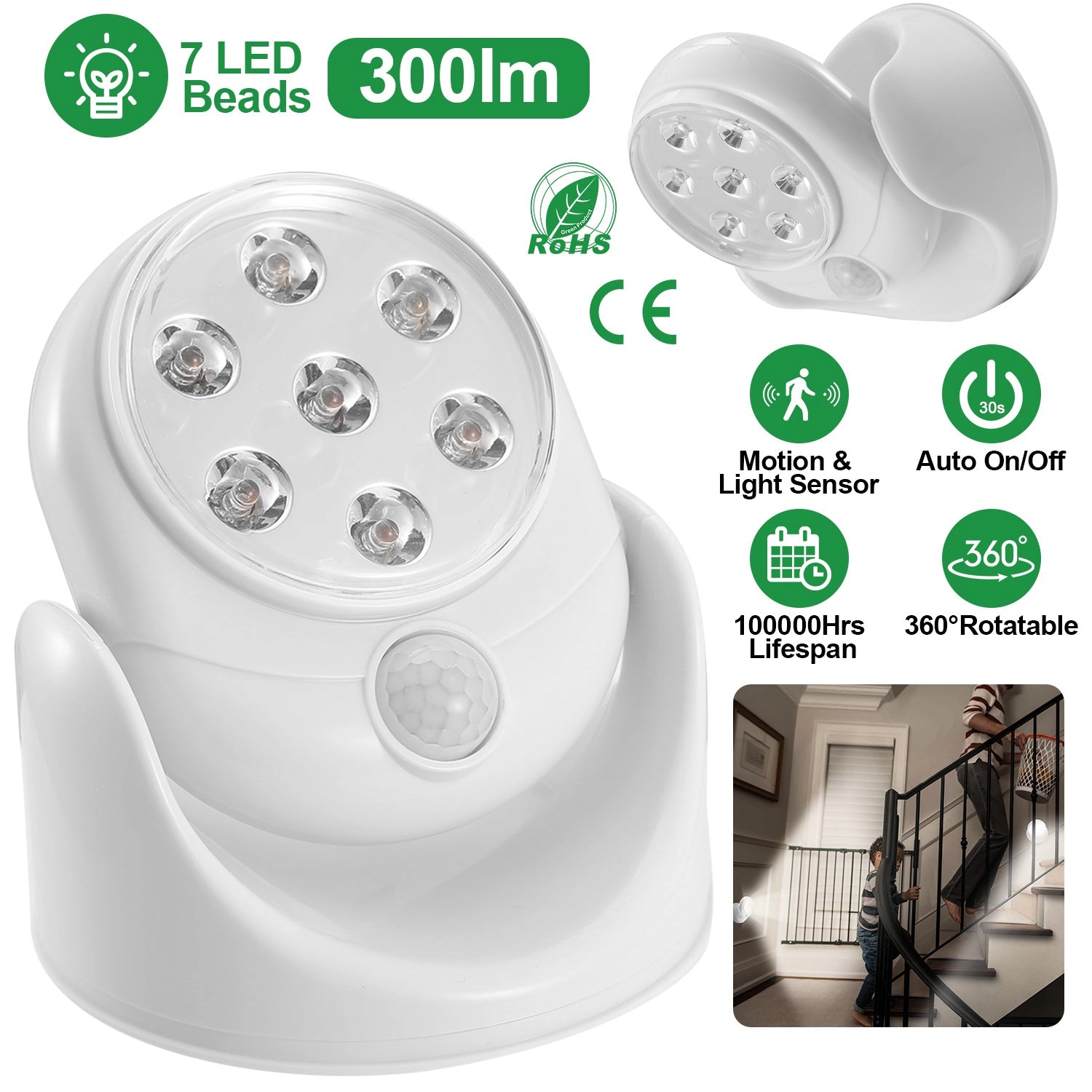 GBruno Motion Sensor LED Spotlight With Rotating Base