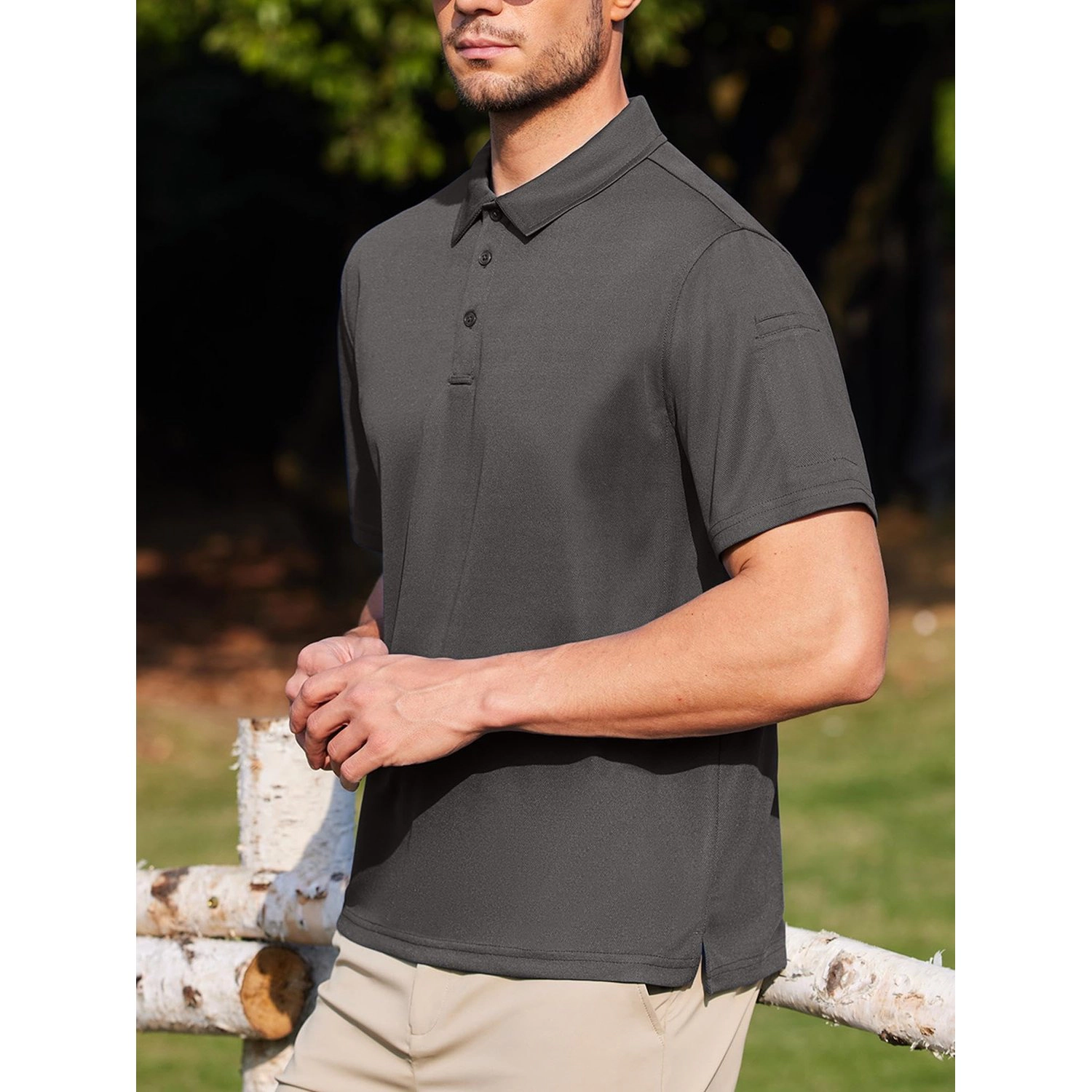 COOFANDY Mens Dressy Short Sleeve Shirts  Lapel Collar Button Down Casual Tops