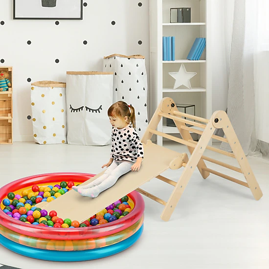 LJG 3-in-1 Climbing Set Foldable and Adjustable Kids Triangle Set