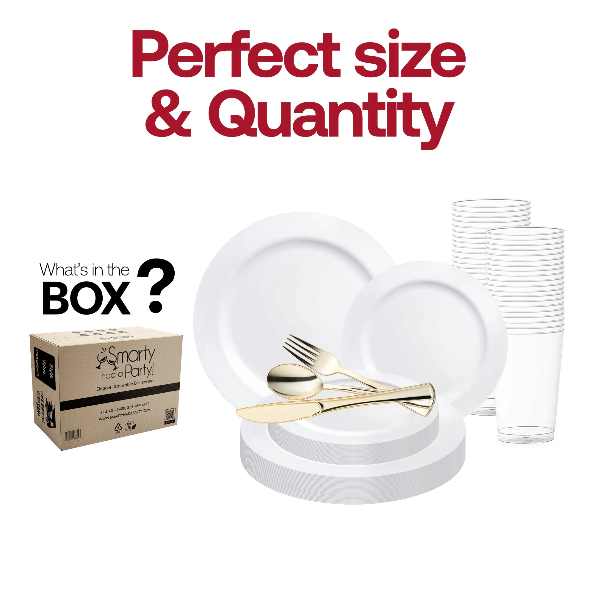 Smarty Had A Party Solid White Economy Round Disposable Plastic Wedding Value Set