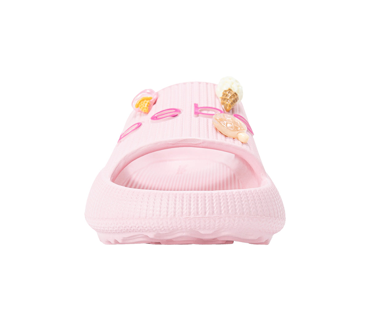 bebe Girl's EVA Slide Sandals with Ice Cream Charms