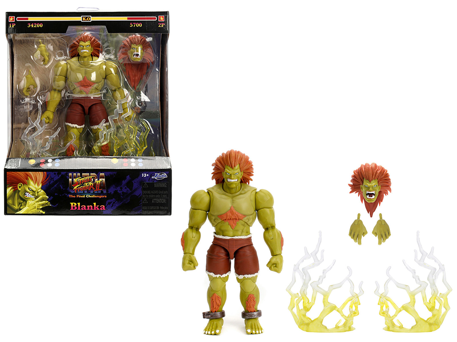 Jada Blanka 7.5" Moveable Figure with Accessories and Alternate Head and Hands "Ultra Street Fighter II: The