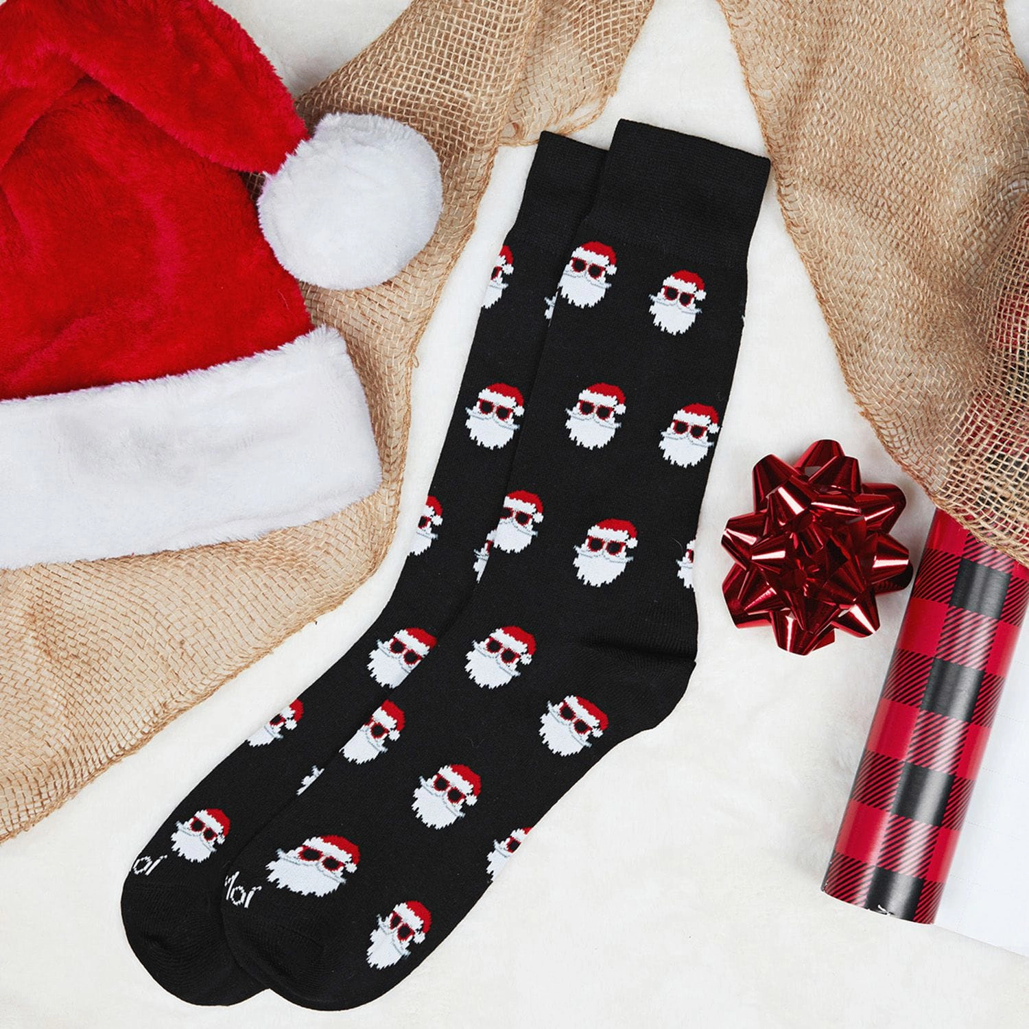 Memoi Men's Festive Funny Santa Shades Novelty Crew Socks