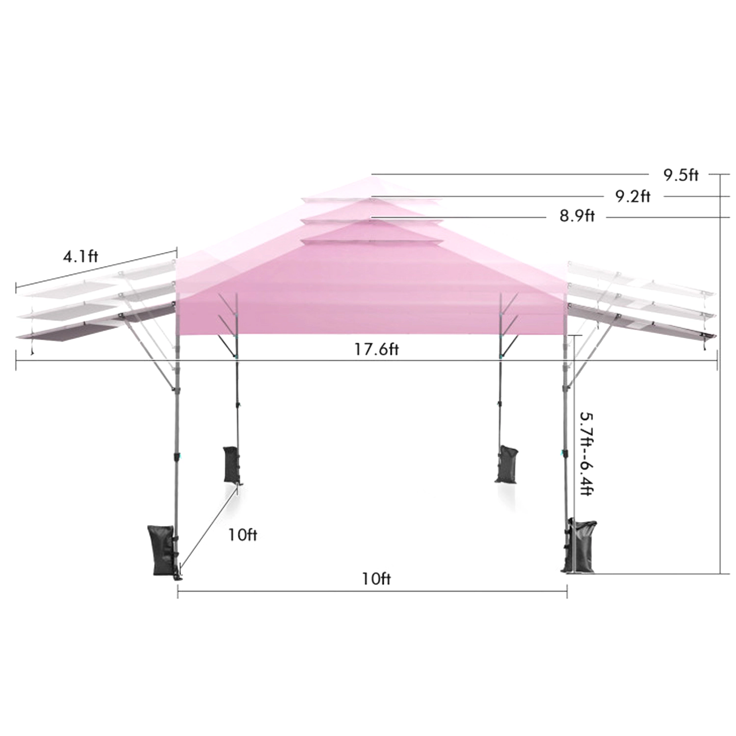 Hivvago Portable Canopy Shelter with Two Awnings