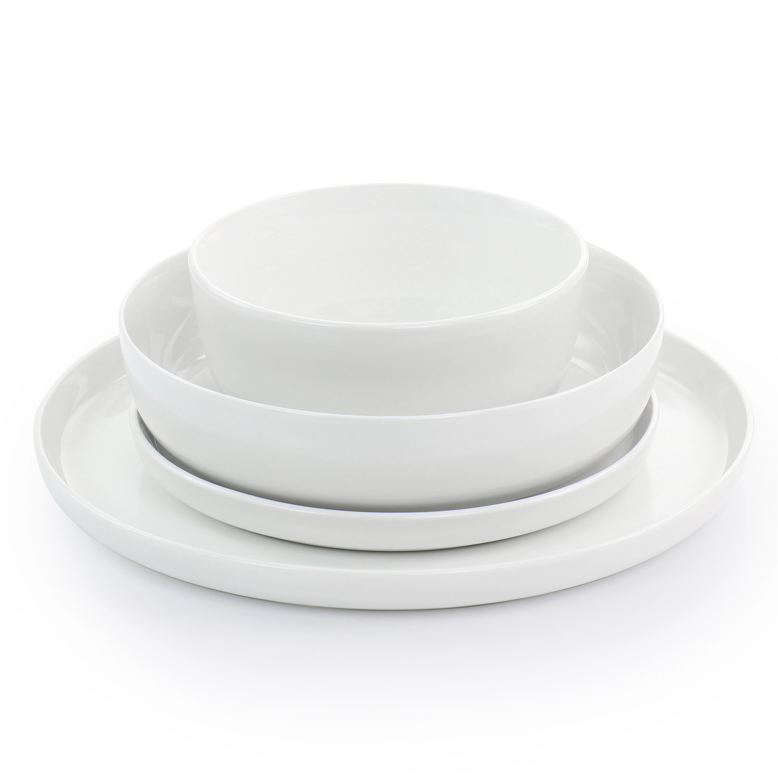Gibson Home White Deco 16 Piece Fine Ceramic Dinnerware Set in White