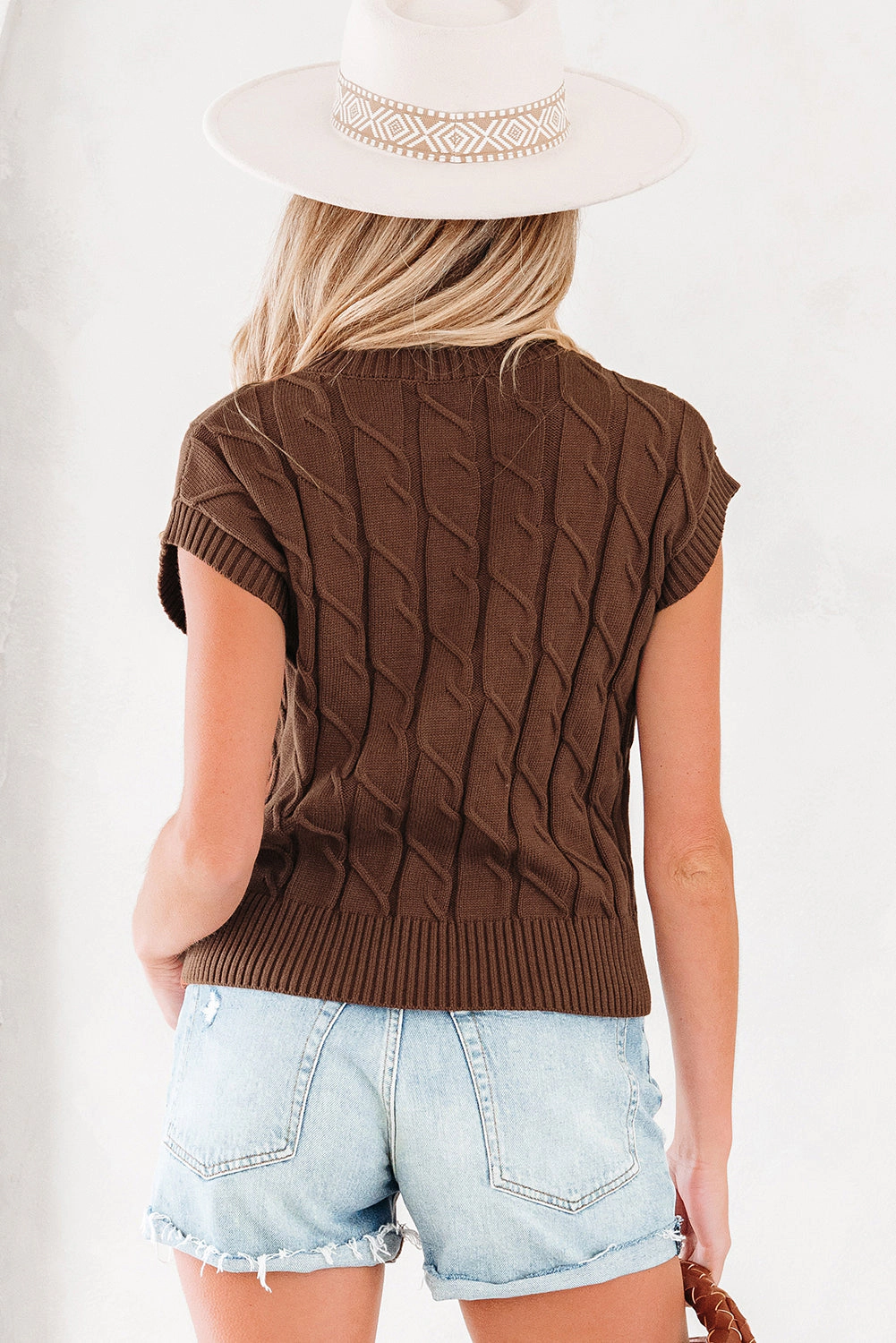 Threaded Pear Women's Lyrajira Texture Short Sleeve Sweater
