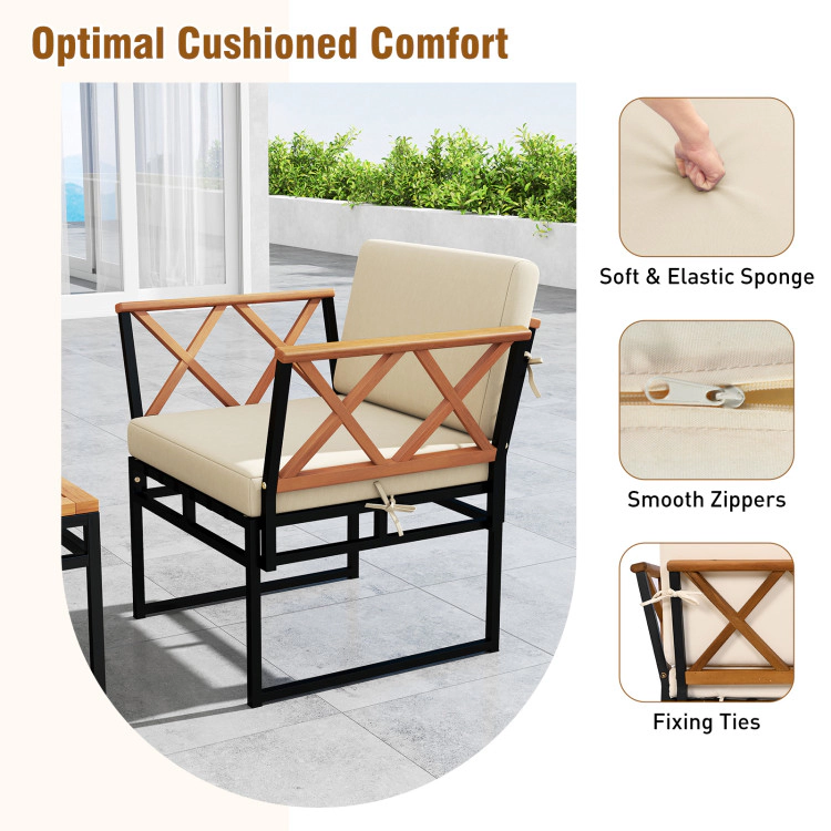 Hivvago 7 Piece Outdoor Conversation Set With Cushions And Bungee Rope Seat