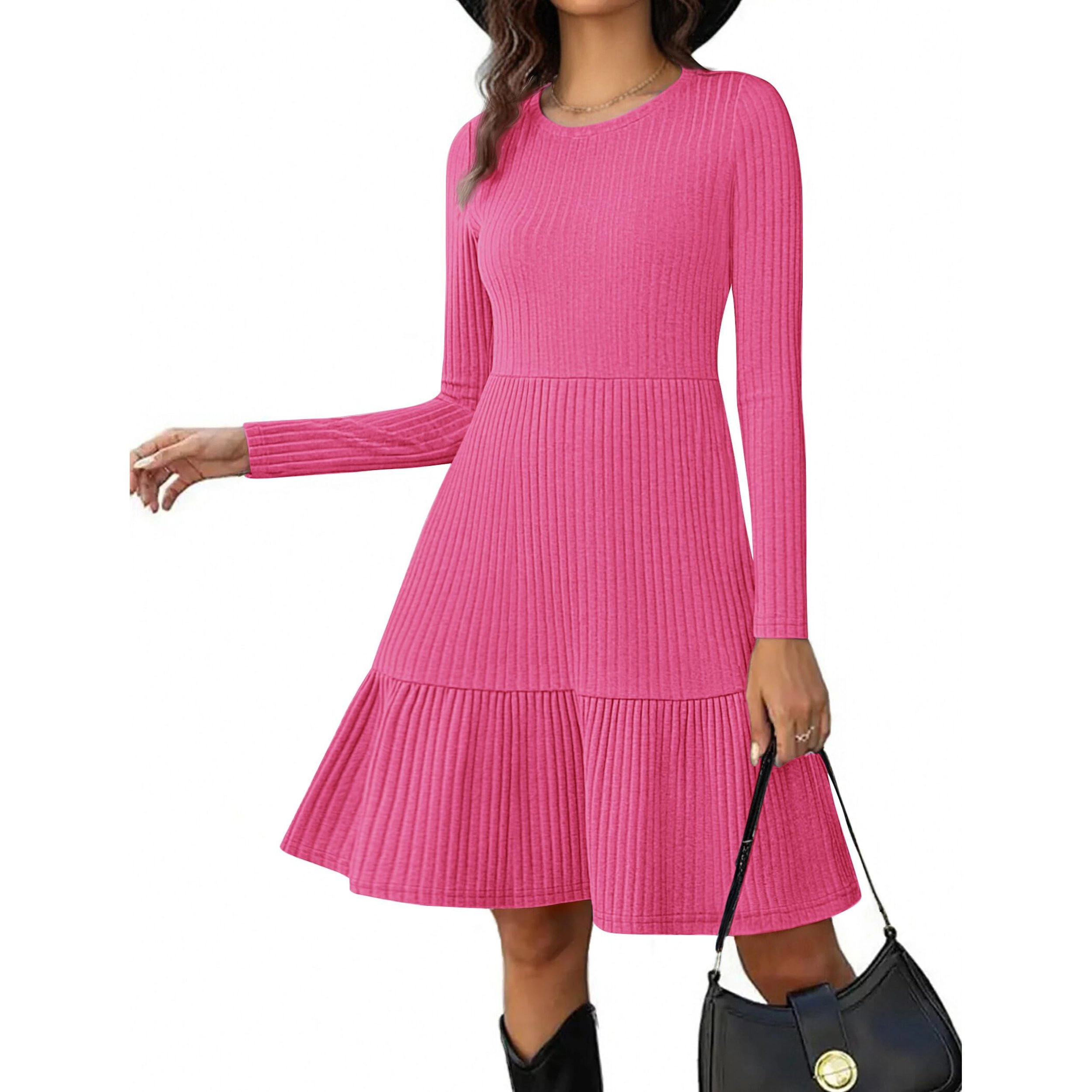 Zeagoo Women's Crew Neck Long Sleeve Sweater Dress