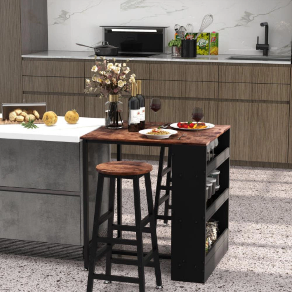 Hivvago 3 Pieces Bar Table Set With Storage