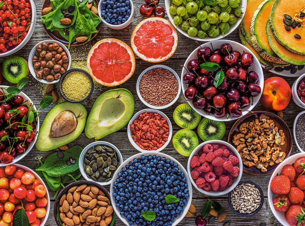 CASTORLAND 2000 Piece Jigsaw Puzzles, Table Full of Superfood, Food puzzles, Fruits and Nuts, C-200993-2
