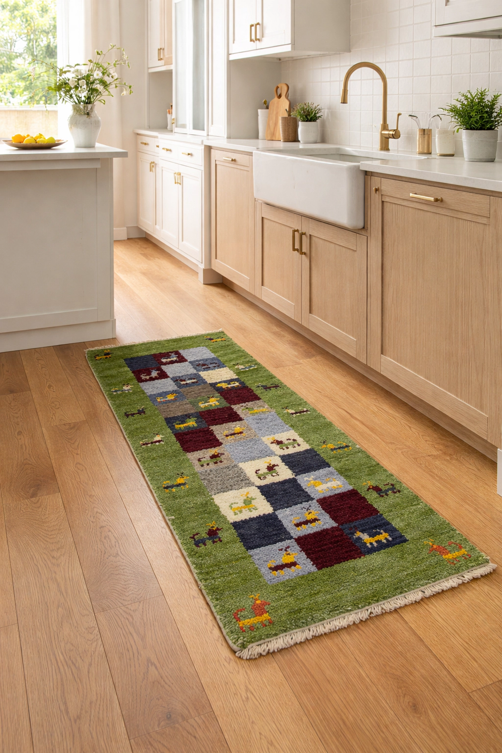 Magic Rugs Green Tribal 1'4X4 Indo-Gabbeh Oriental Rug