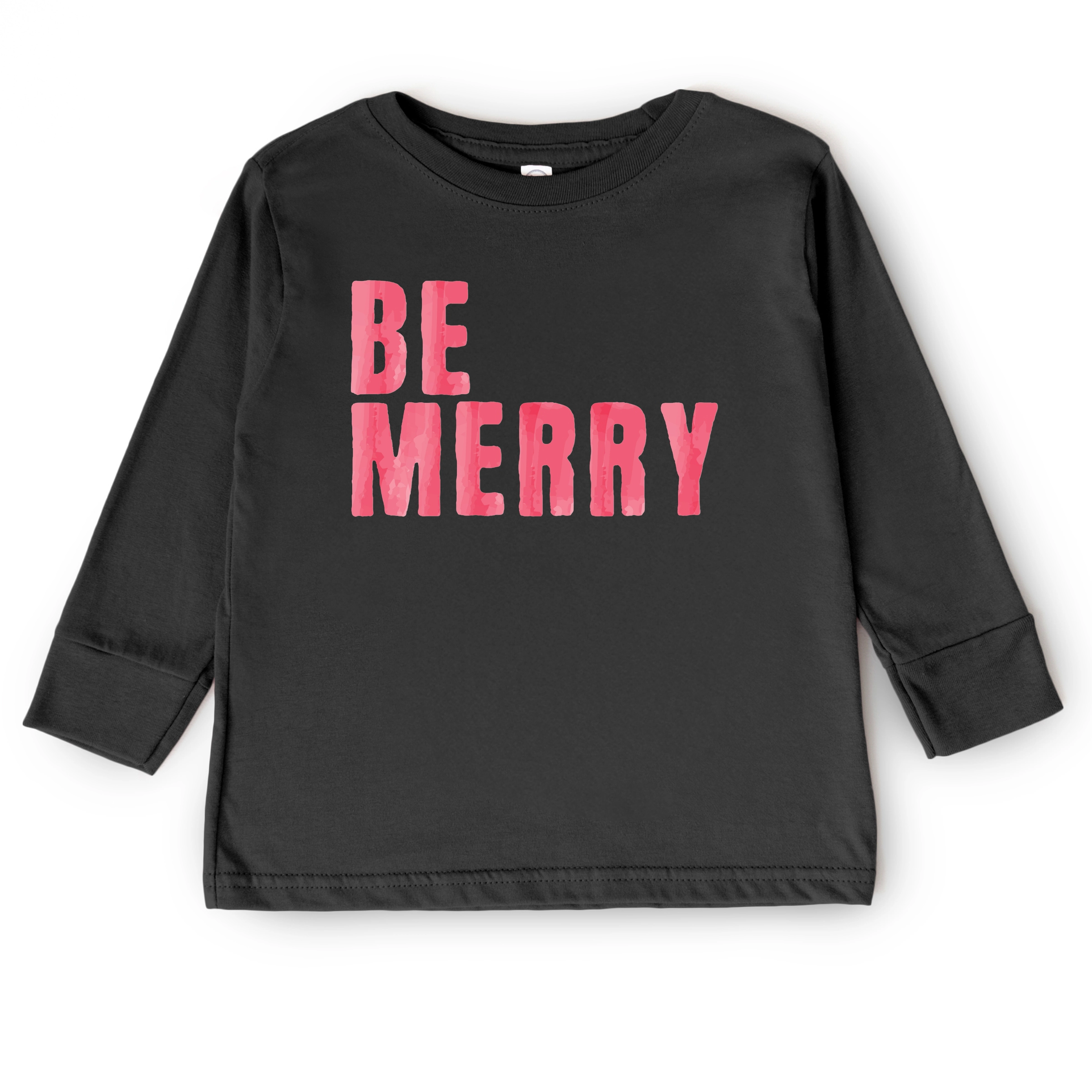 The Juniper Shop - Toddler Long Sleeve Graphic Tee Be Merry Watercolor