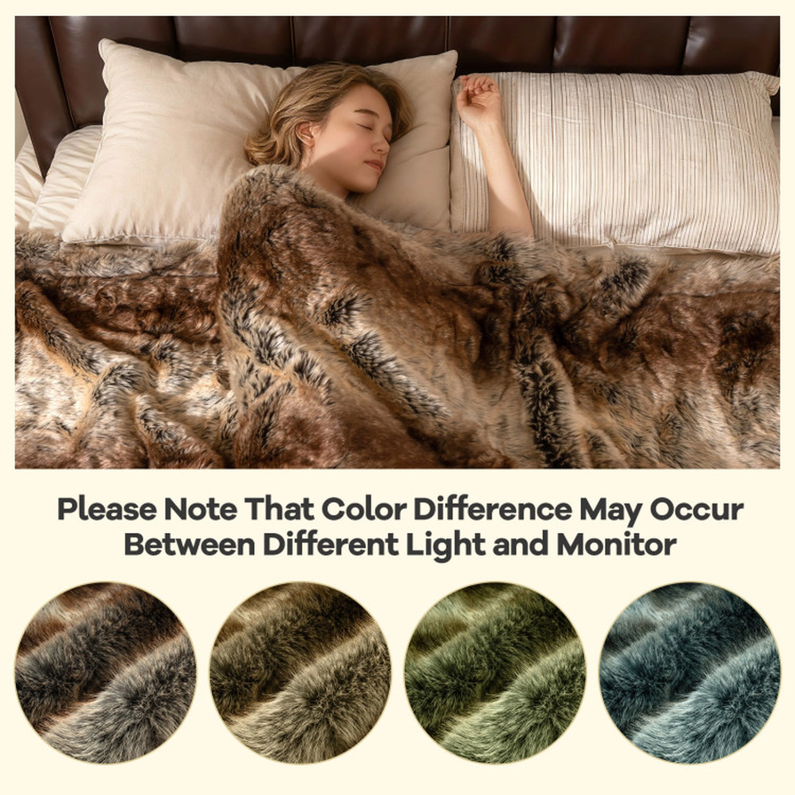 SUGIFT Twin Size 760GSM Faux Raccoon Fur Micro-Mink Fleece Plush Throw Blanket 60-in x 80-in 7.5-lb Net Weight Coffee
