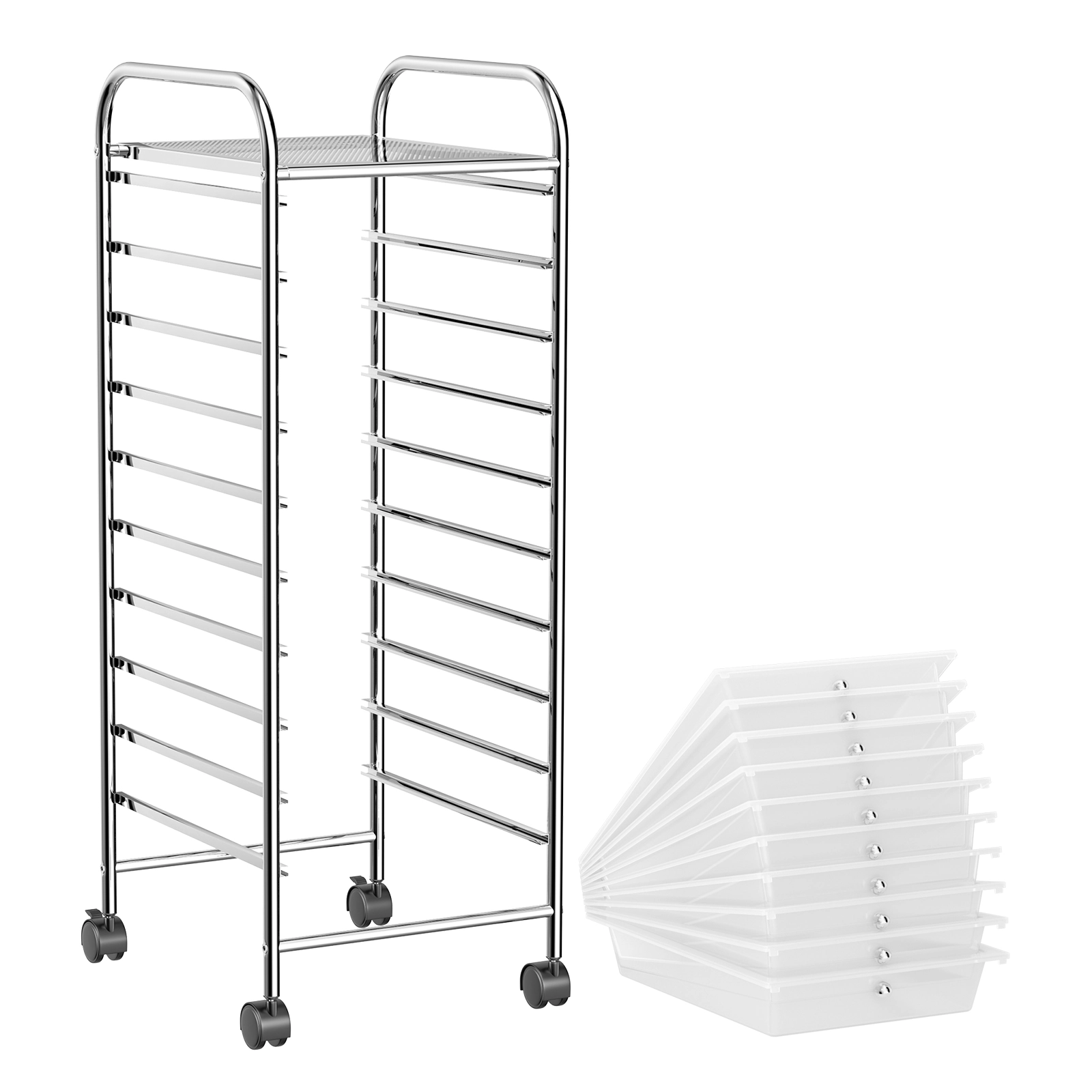 SUGIFT 10-Drawer Rolling Storage Cart Organizer with 3-lb Drawer Capacity Clear