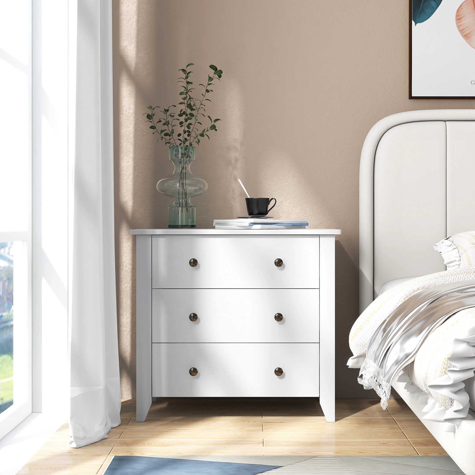 LJG 3 Drawer Dresser Chest of Drawers Bedside Table