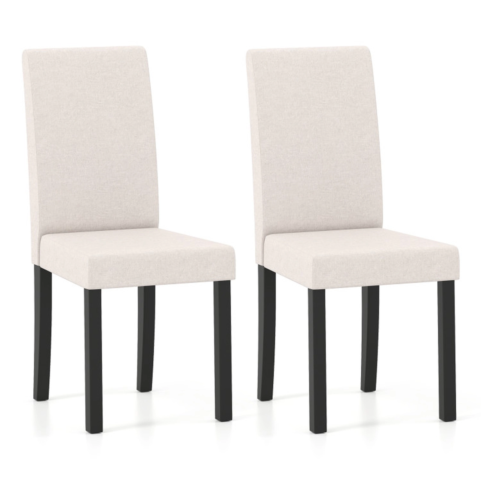 SUGIFT Set of 2 Mid-Century Modern Fabric Upholstered Parson Dining Chairs 330-Lb Capacity Beige