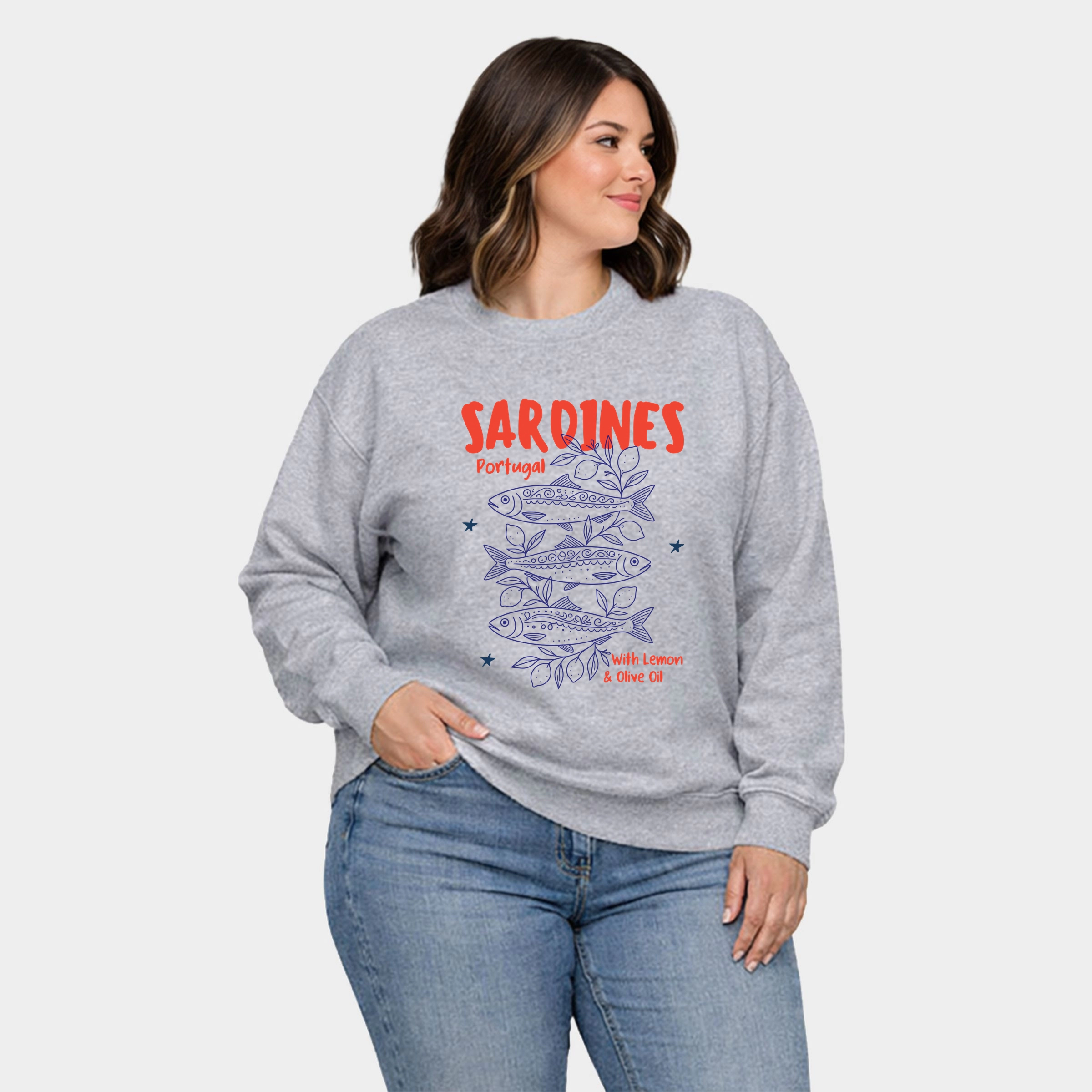 Simply Sage Market - Sardines With Lemon and Olive Oil  Women's Plus Sized Graphic Sweatshirt