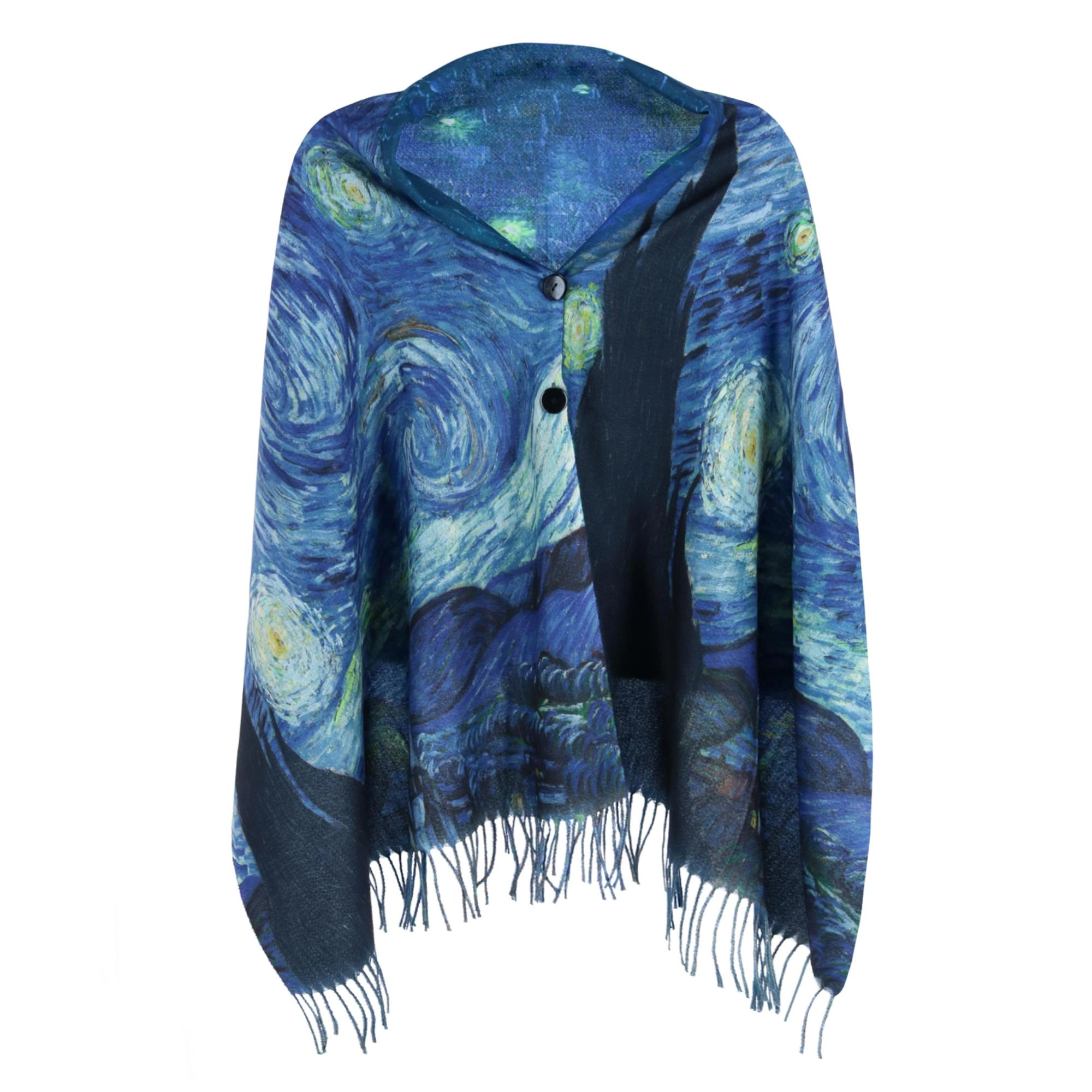 The Magic Scarf Company Women's Reversible Sueded Van Gogh Button Shawl