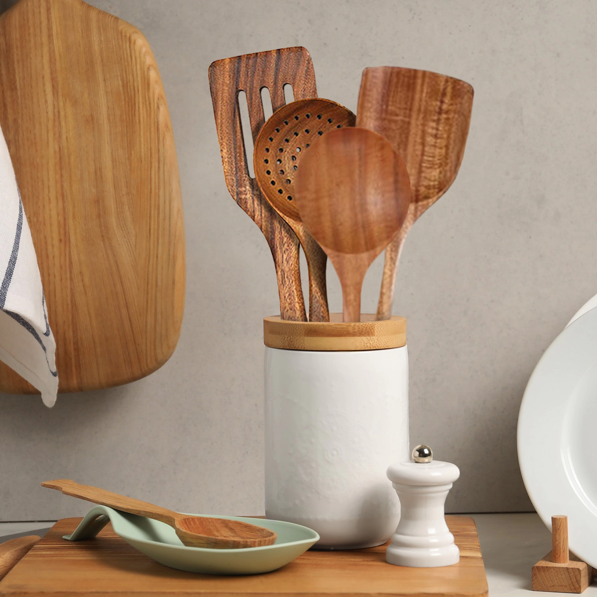 Cheer Collection 4-Piece Teak Wood Spatula Set