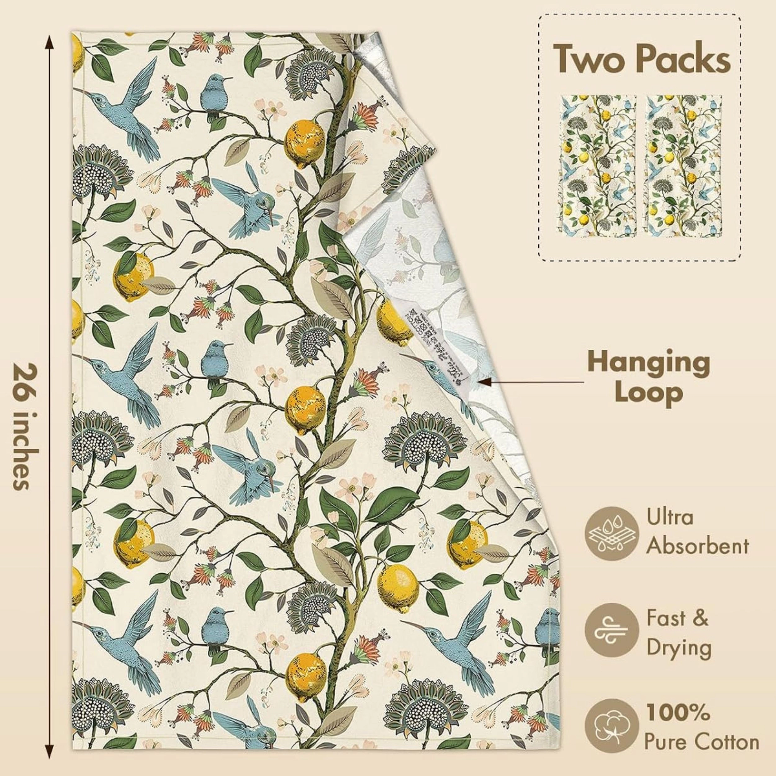 Stock Preferred Pack of 2 18x26 Inch Cotton Flour Sack Kitchen Towels 150 GSM