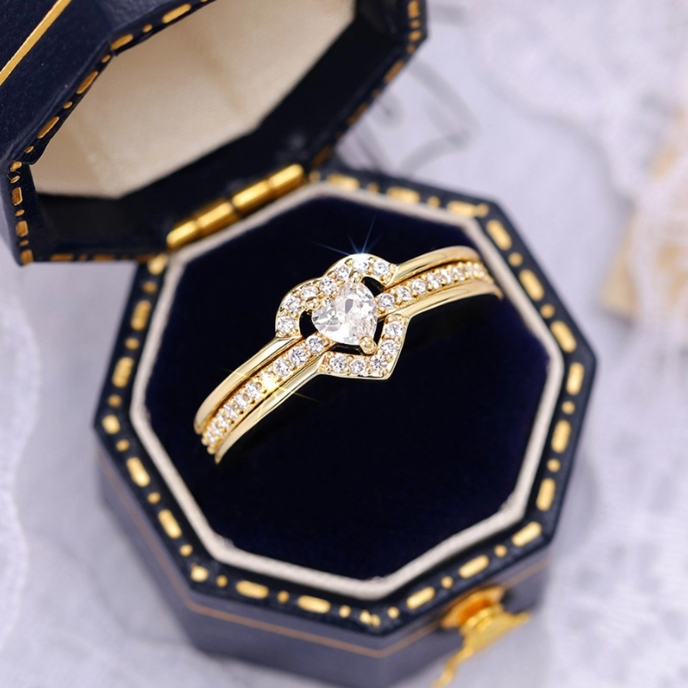 Double Heart Design Ring Romantic and Elegant Jewelry for Women