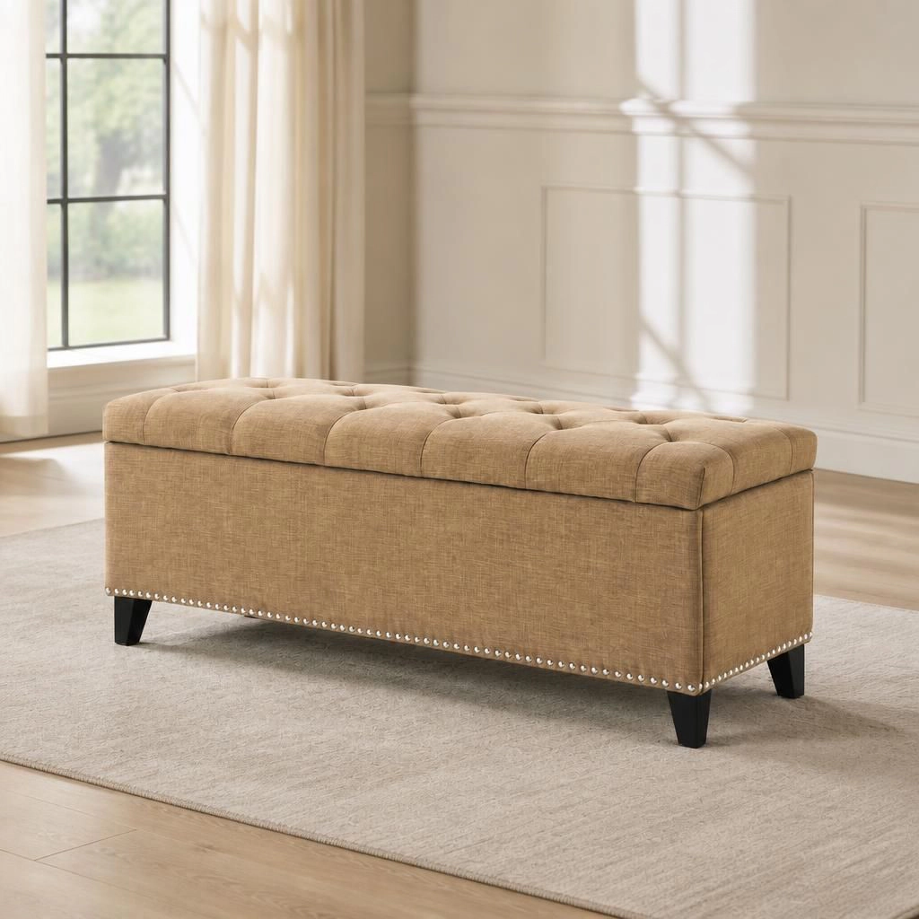 GOODSILO Long Rectangular Upholstered Ottoman Extra Seating