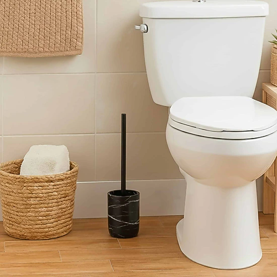 Evideco Marble-Effect Polyresin Toilet Brush Set, 2-Piece