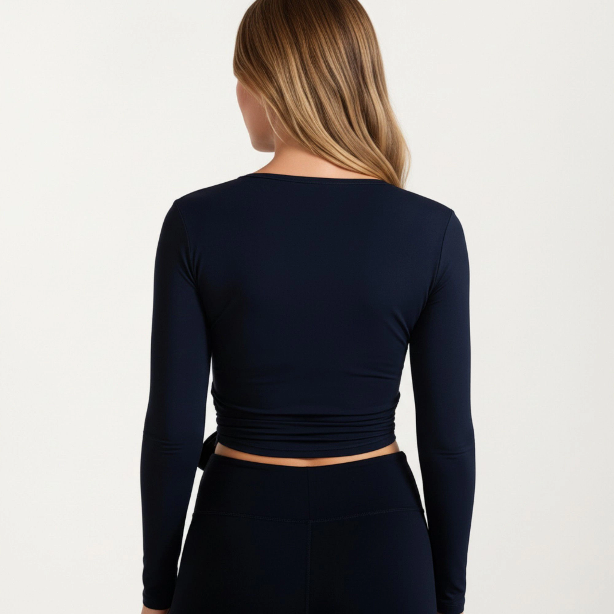 Anna-Kaci Womens Long Sleeve Wrap Athletic Top with Adjustable Tie Waist