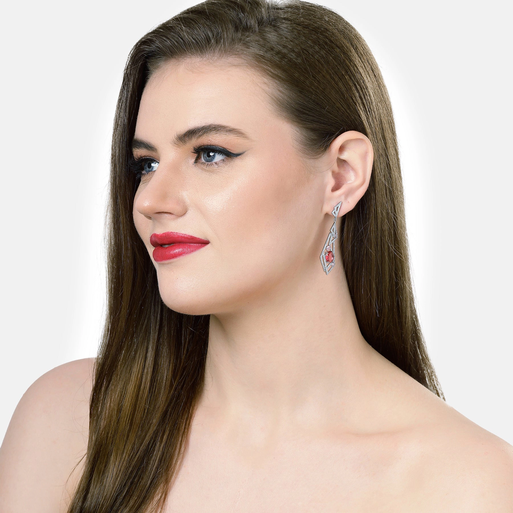 AGP PARIS Womens Glittering Hollow Geometric Drop Earrings