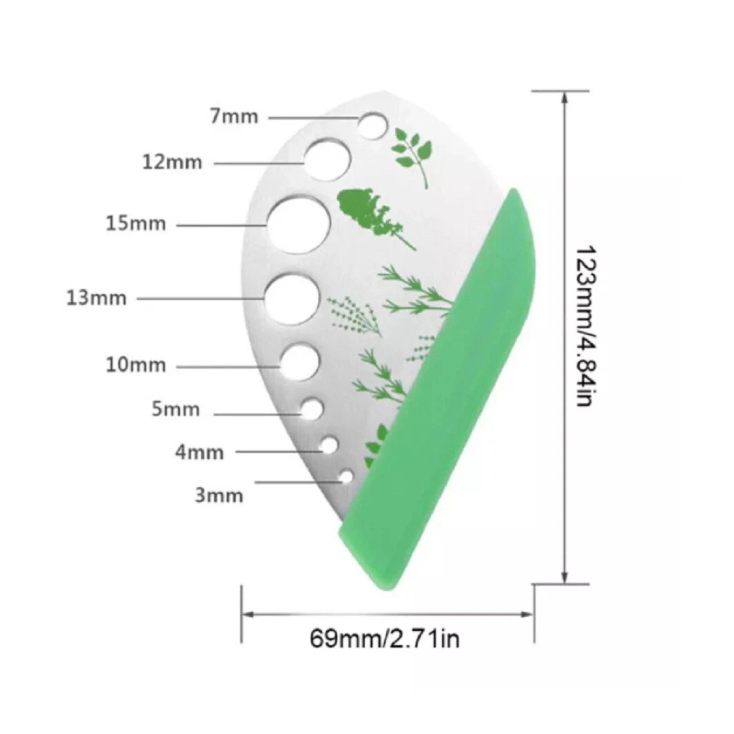 Home Collection 9-Hole Stainless Steel Herb Stripper Kale Leaf & Stem Remover Tool