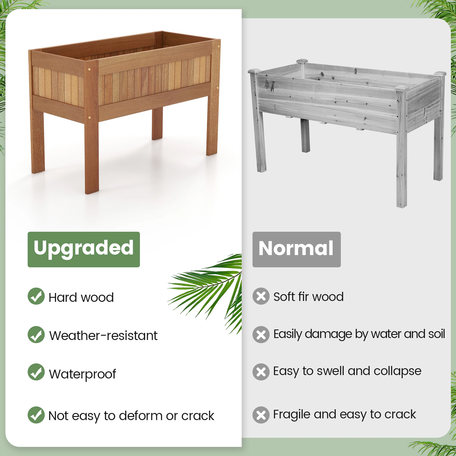 SlickBlue Solid Wood Elevated Garden Bed for Flowers and Vegetables