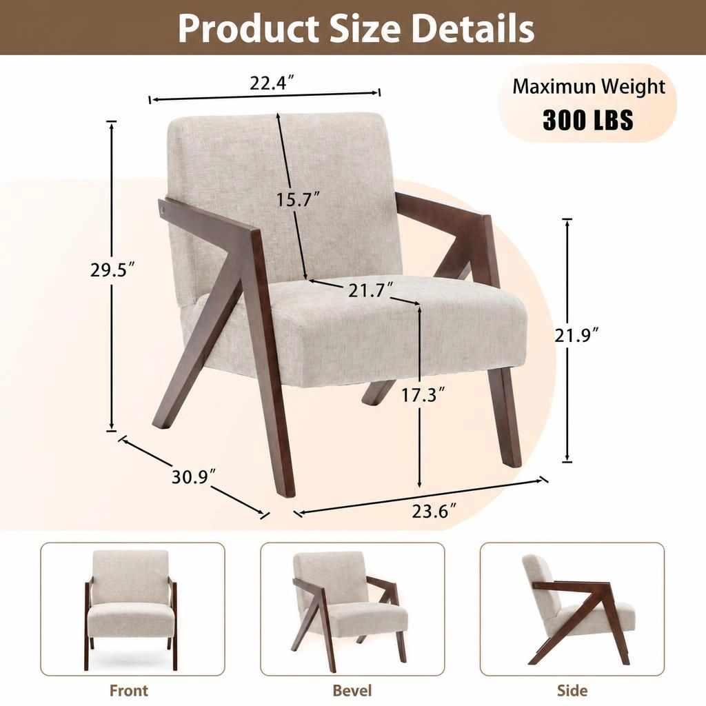 GOODSILO Compact Upholstered Chenille Accent Chair