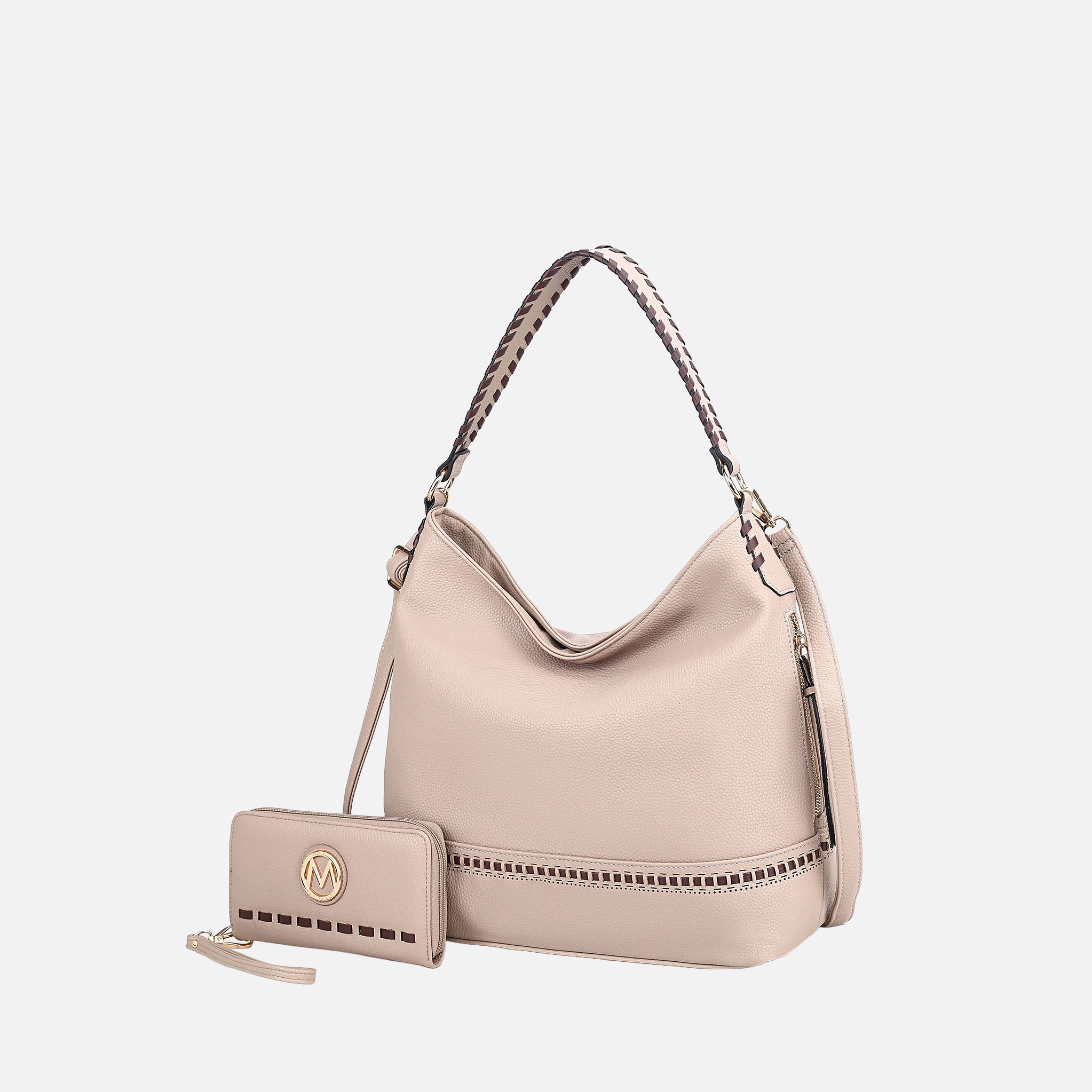 MKF Collection by Mia K Blake Hobo Bag with Matching Wallet - Vegan Pebbled Faux Leather