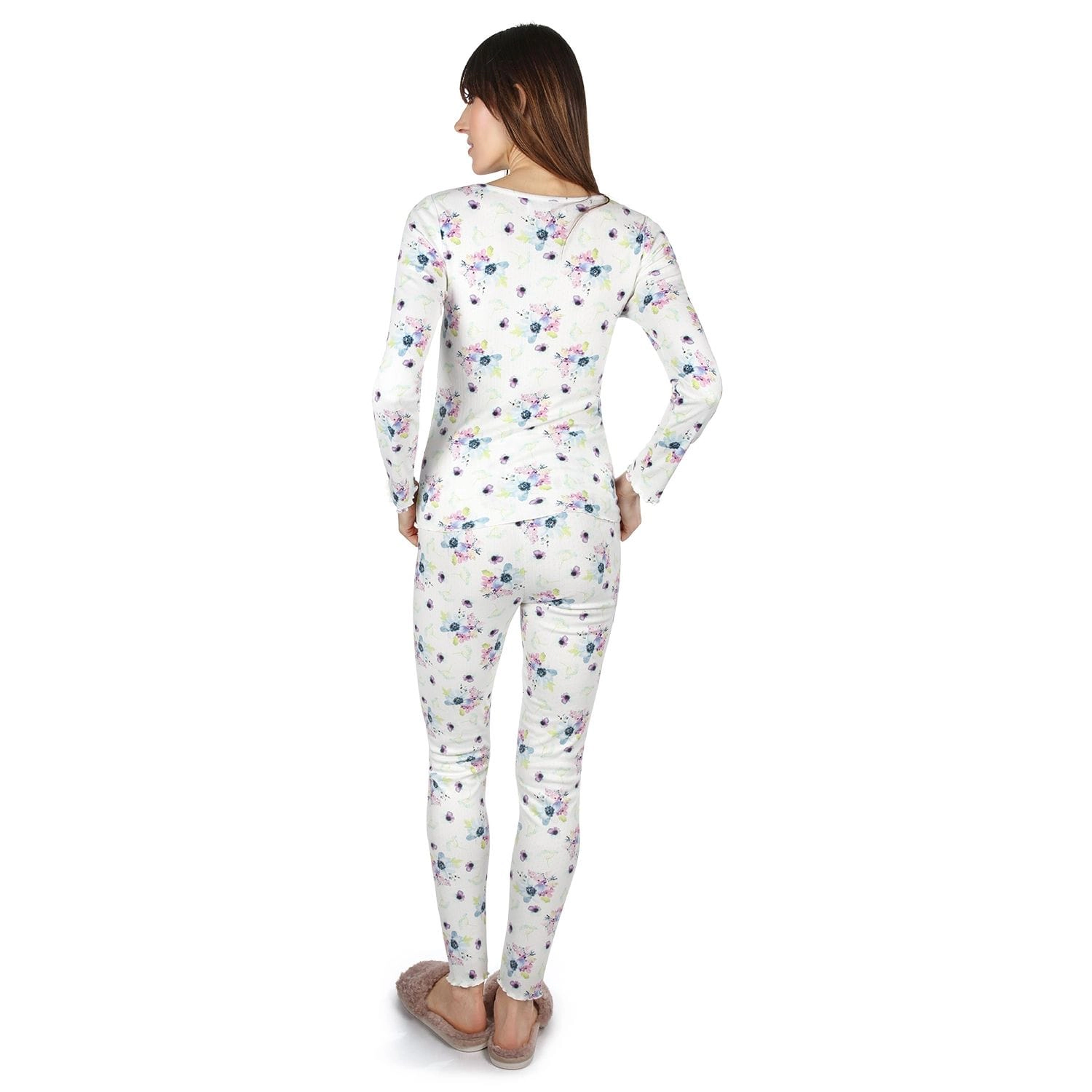 MeMoi Women's Scalloped Edge Floral Two-Piece PJ Set