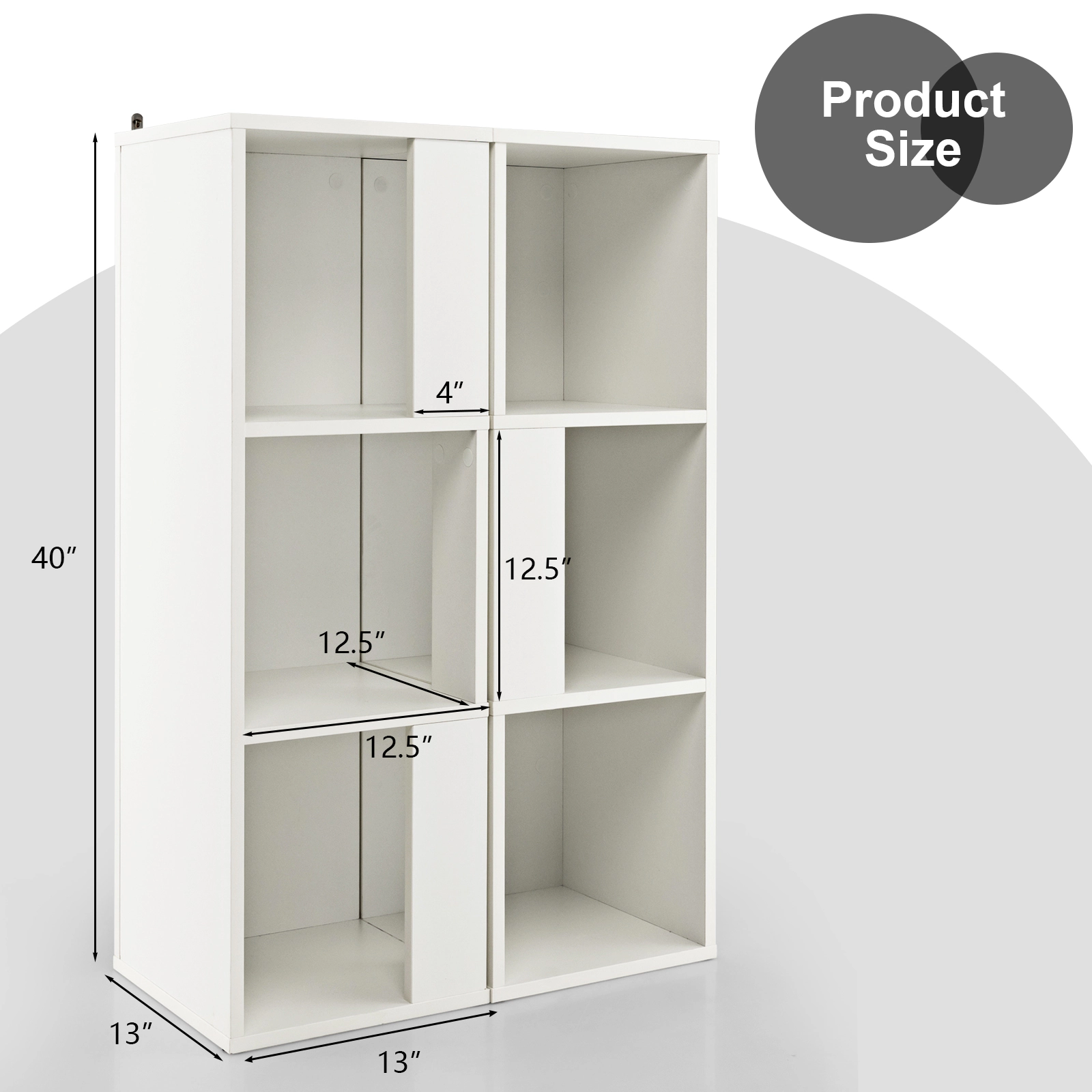 SUGIFT 3-Tier 6 Cube Freestanding Engineered Wood Bookcase 44-lb Top Capacity 22-lb Shelves 39.5-in Tall Set of 2 White