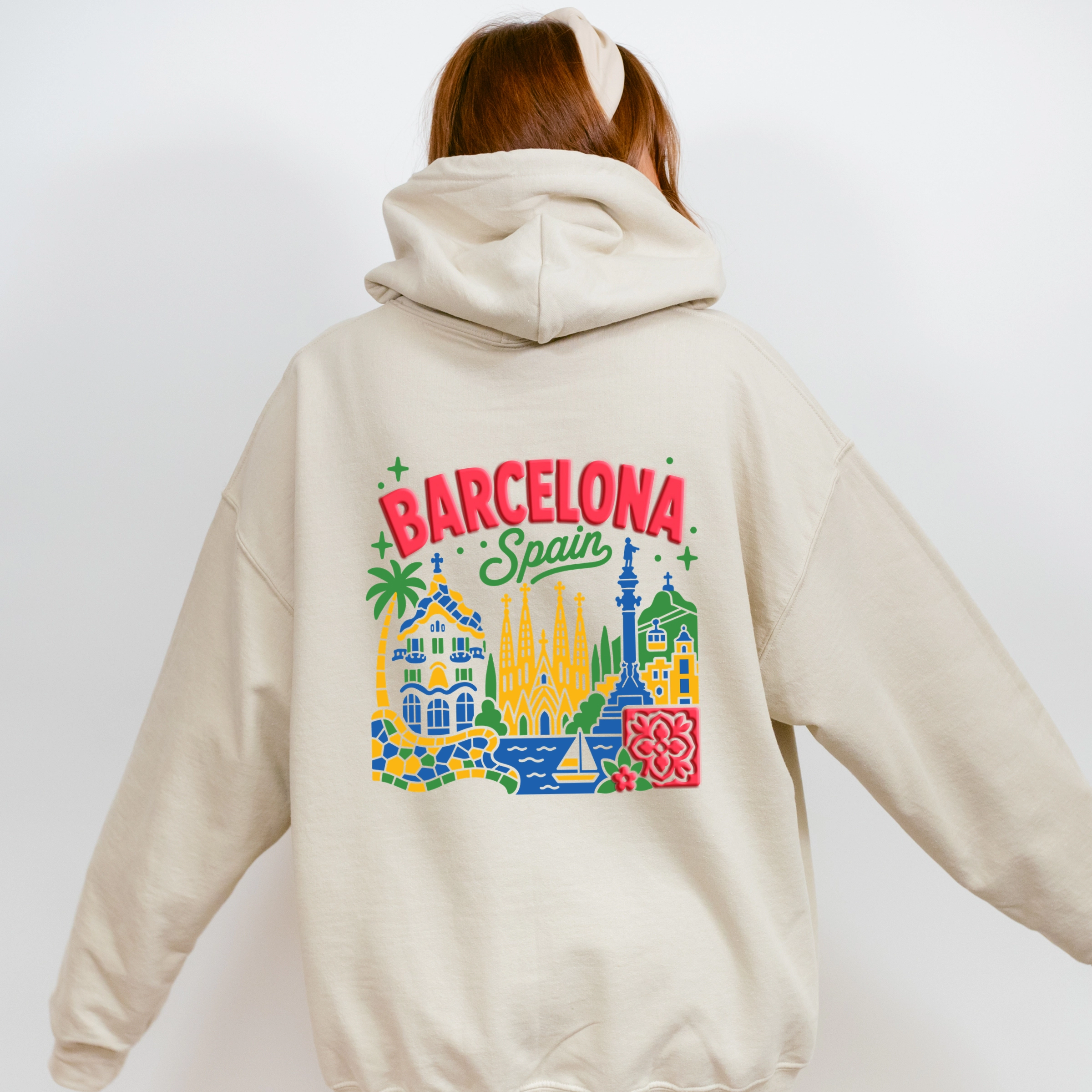 Simply Sage Market - Women's Graphic Hoodie Barcelona Vibrant Puff Print