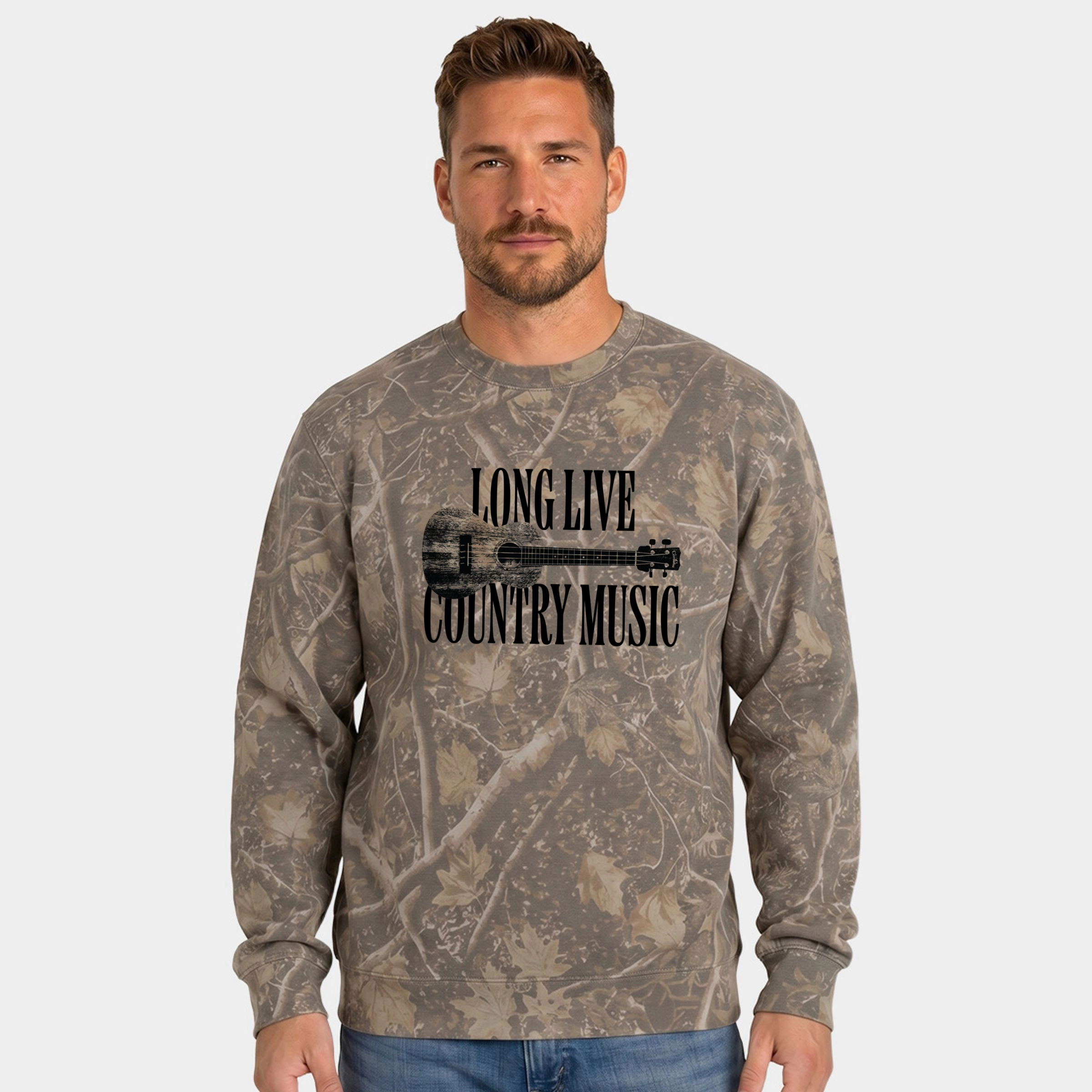 Simply Sage Market - Men's Camo Sweatshirt Long Live Country Music