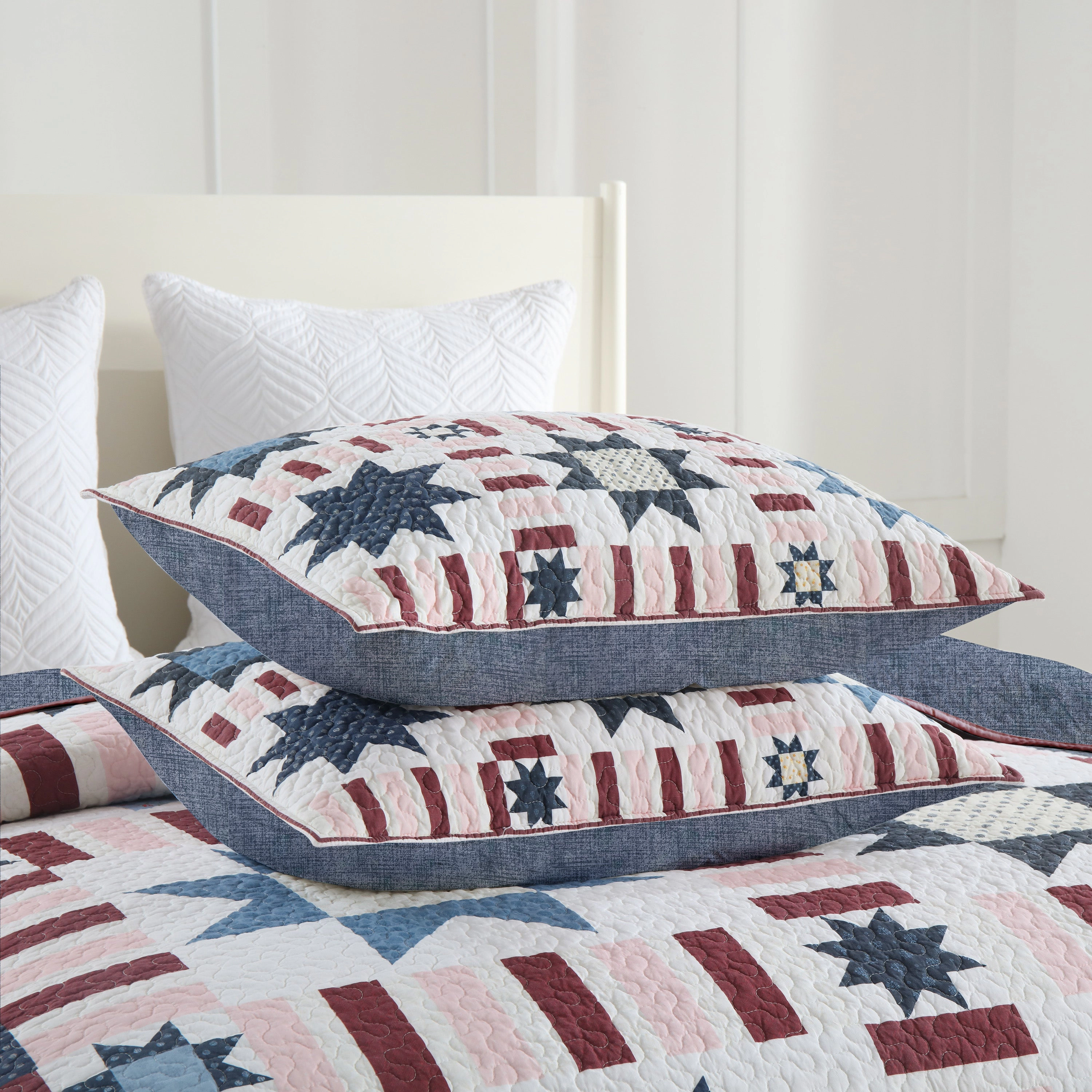 MarCielo 3 Pieces Farmhouse Star Quilt Set – Festive Bedspread Set