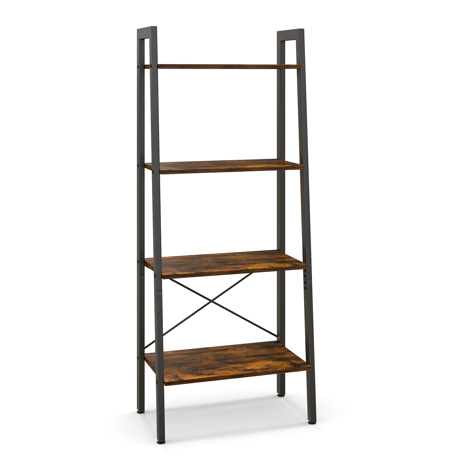 SUGIFT 4-Tier 200-lb Capacity 54.5-in Industrial Bookshelf with Powder-Coated Metal Frame and Adjustable Feet