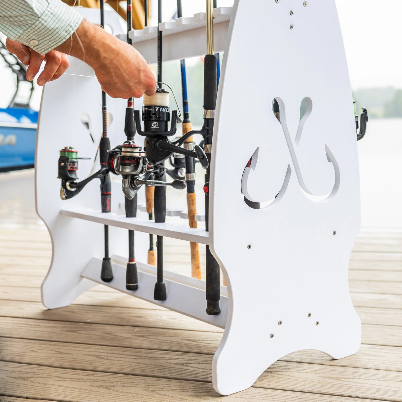 StoreYour Marlin Fishing Rod Storage Stand, Holds up to 24 Rods