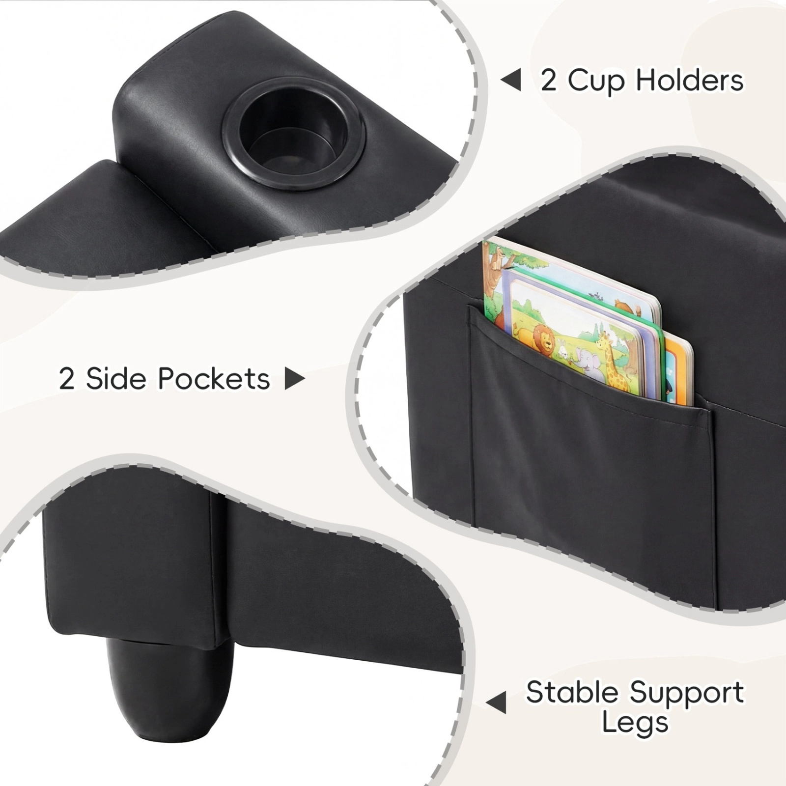 SUGIFT 2 Cup Holders 2-Seater Kids Recliner Double Toddler Sofa Chair
