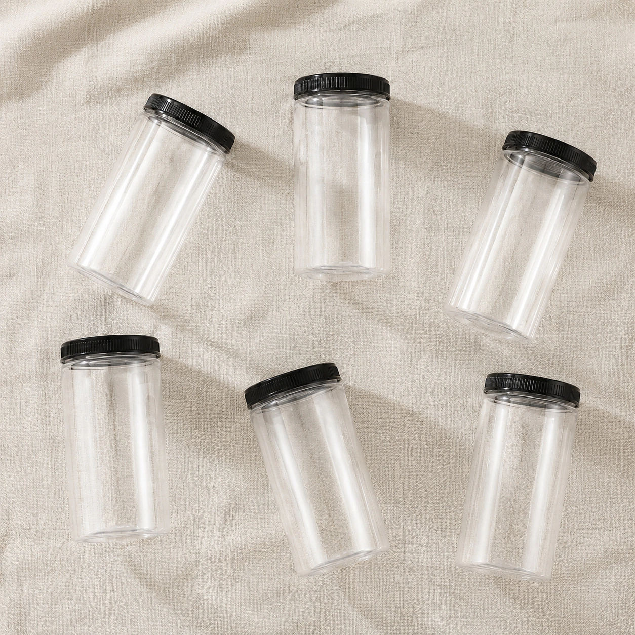 WZK Clear Plastic Airtight Lids Food Safe PET Plastic Food Storage Jars