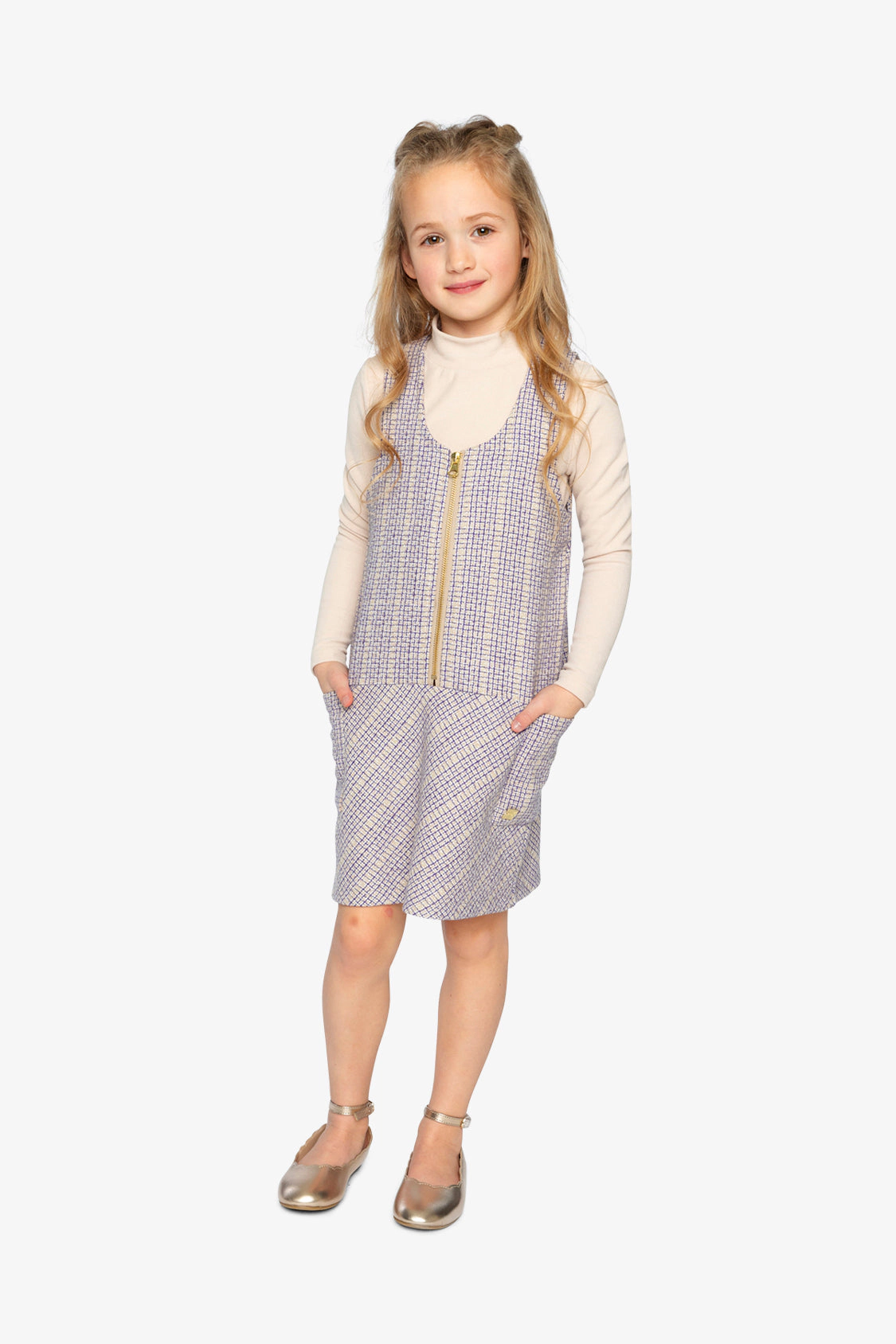 Deux par Girls Brushed Rib Mock Neck Top