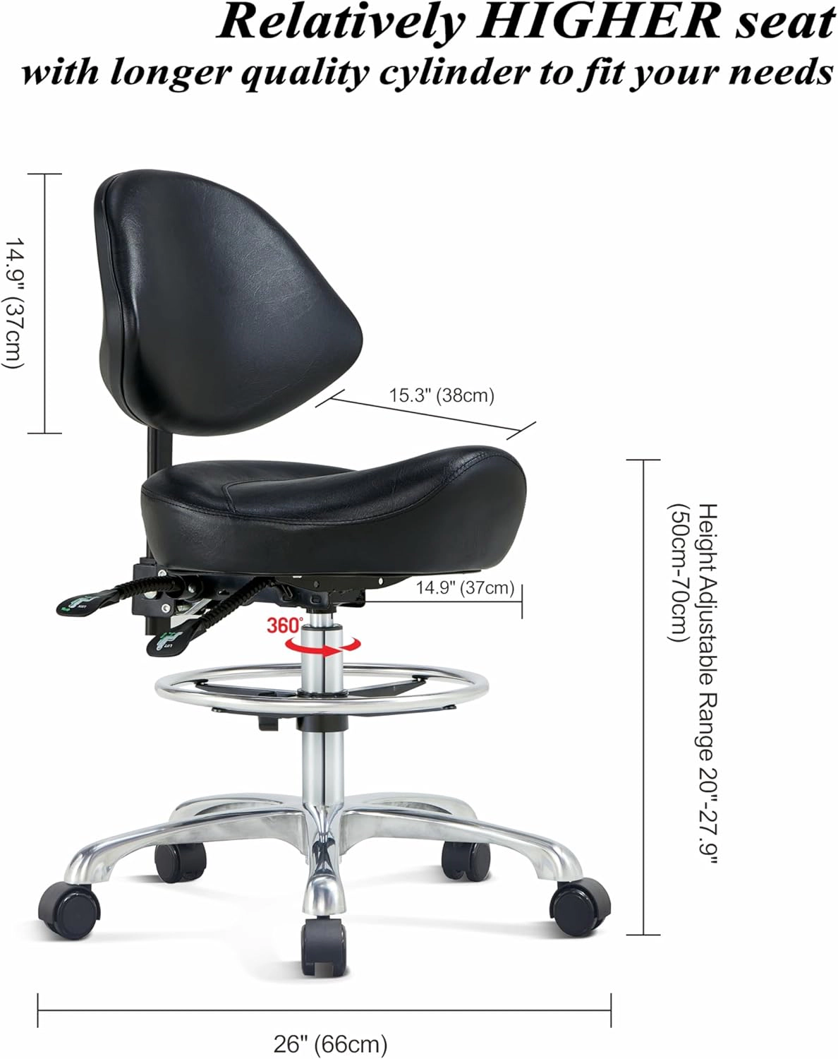 Platinum-Level Office Chairs Ergonomic Saddle Stool Chair, Swivel Hydraulic Tilt