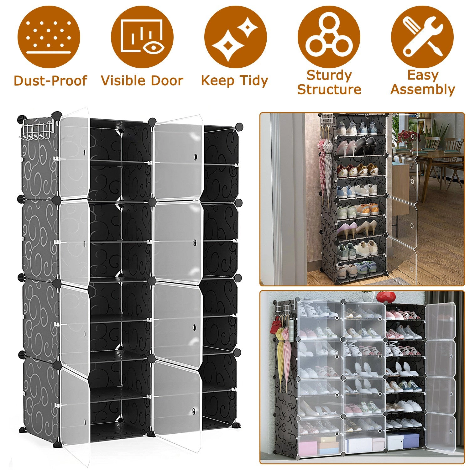 GBruno 8-Tier Stackable Shoe Rack Organizer