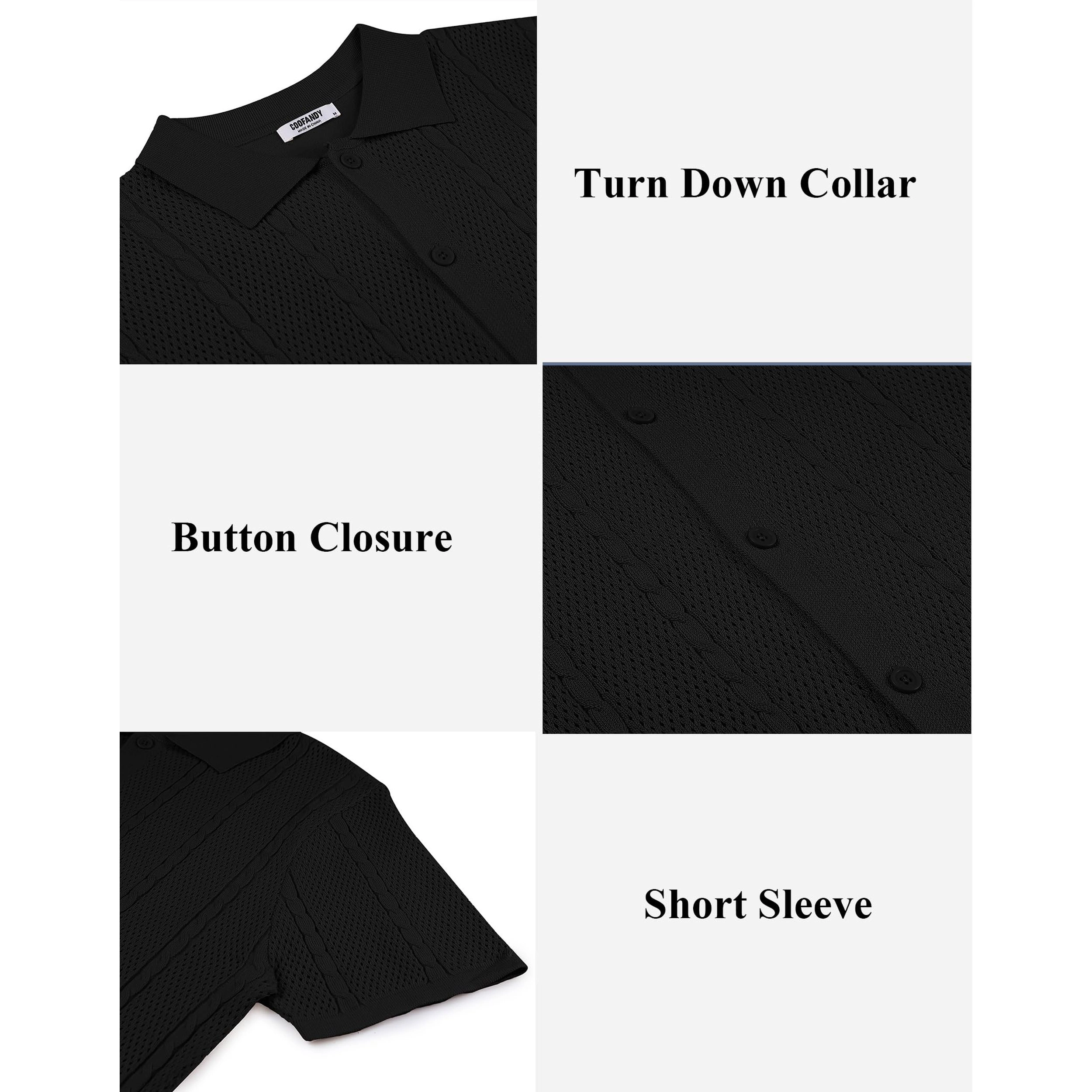 COOFANDY Men's Regular Fit Short Sleeve Knit Camp Shirt