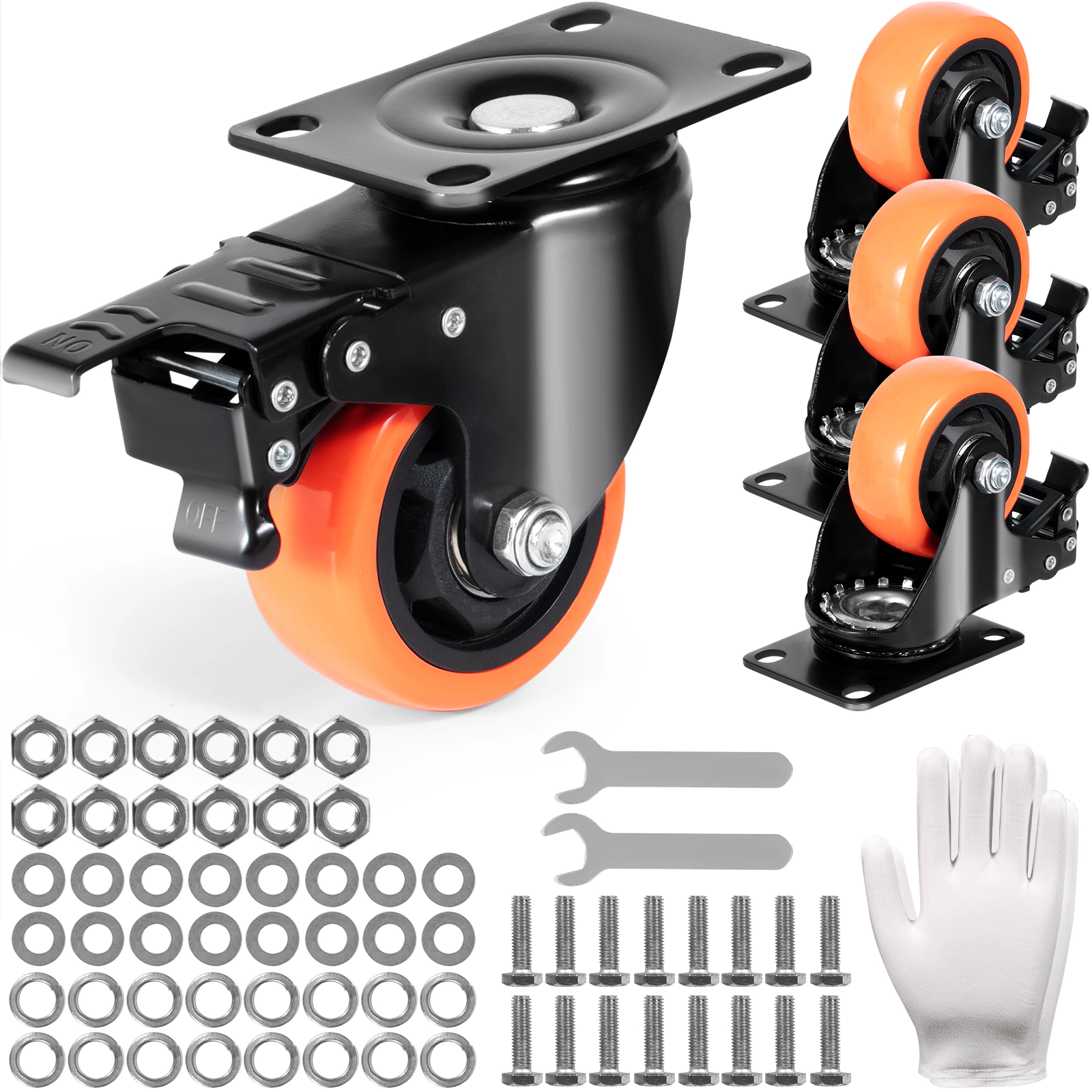 HONGGE Caster Wheels Swivel Plate Casters with Wheels Per Caster Wheels