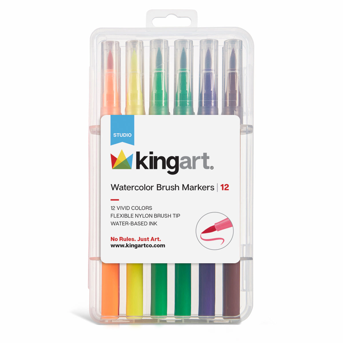 KINGART Watercolor Brush Tip Markers - Set of 12
