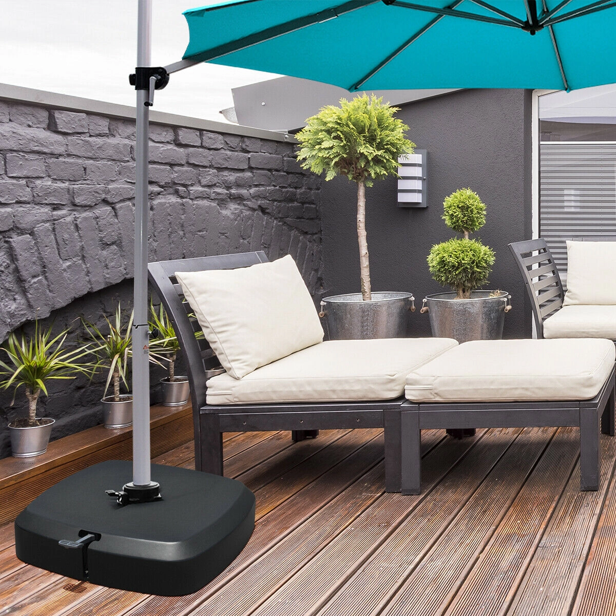 Slickblue Wheeled Cantilever Umbrella Base for Patio, Deck, Garden and Poolside Umbrellas