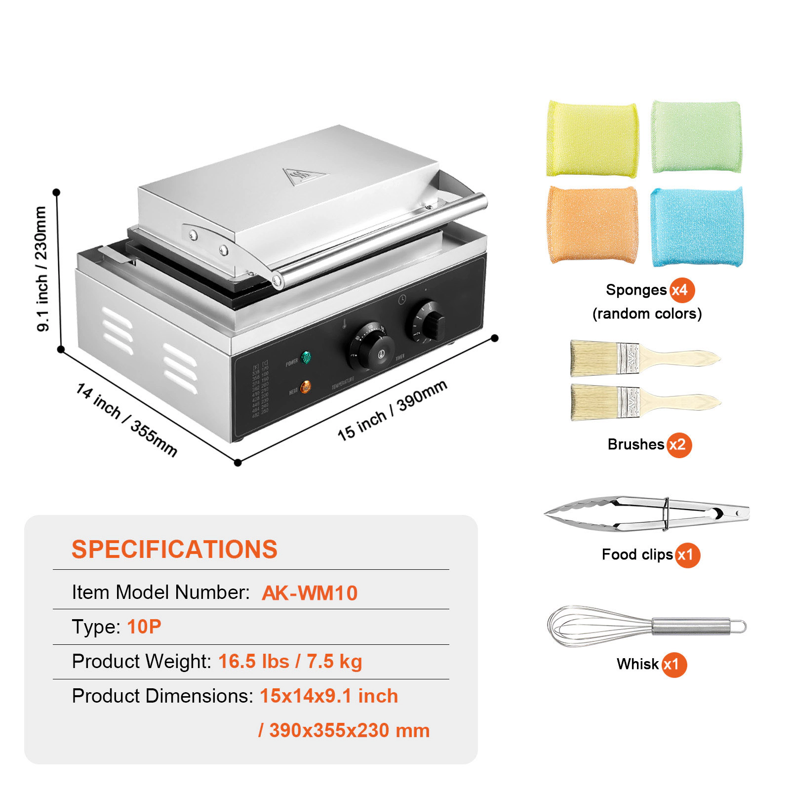 HONGGE Commercial Waffle Maker, Waffle Baker Machine